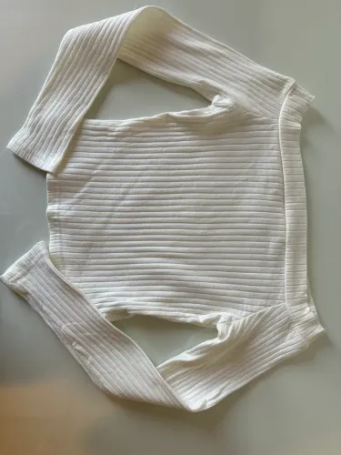 blusa ombro a ombro canelada branca p