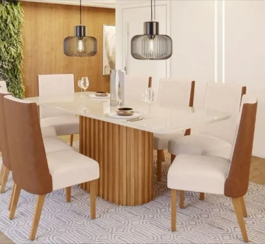 Conjunto de sala de jantar com 8 cadeiras