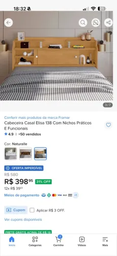 Cabeceira com estante 