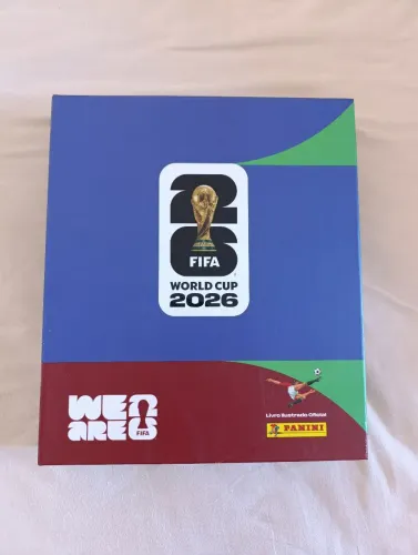 Álbum completo copa do mundo 2026 capa dura prata + caixa protetora capa dura