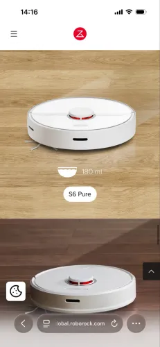 Robô Aspirador Roborock S6 Pure - Laser, Mapeamento Inteligente e Passa Pano