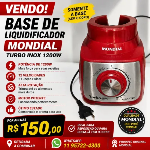 Base de Liquidificador Mondial Turbo Inox 1200W