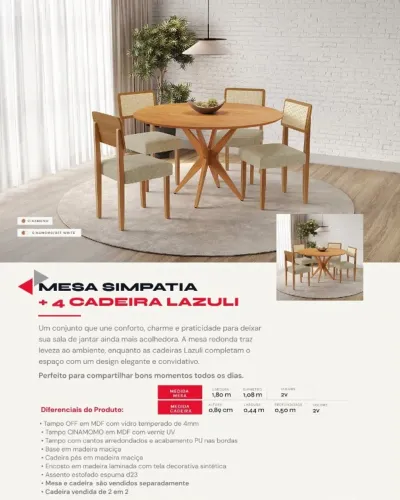 Mesa redonda com 4 cadeiras