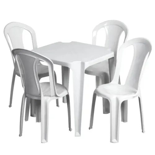 Conjunto de mesa 4 cadeiras de plástico 