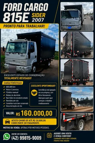 Caminhão disponível pra frete e mudança