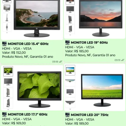 MONITORES COM 01 ANO DE GARANTIA - Telas 15.4, 17", 19", 20", 21.5", 23", 24", 27", 31.5"