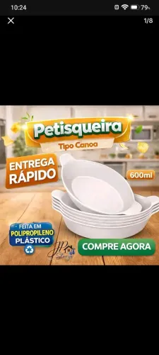 Petisqueira Branca de plástico, 600ml (Atacado e Varejo) últimas unidades