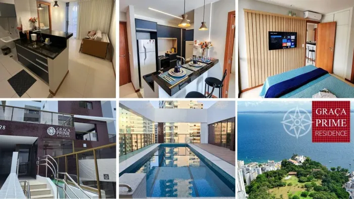 GRAÇA PRIME RESIDENCE - Apartamento Mobiliado, Quarto & Sala (Suíte) com Varanda e 38m², p
