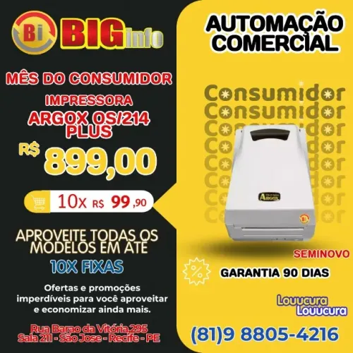 Impressora de Etiquetas Argox OS-214 Plus USB e Serial - Em ate 10x Fixas