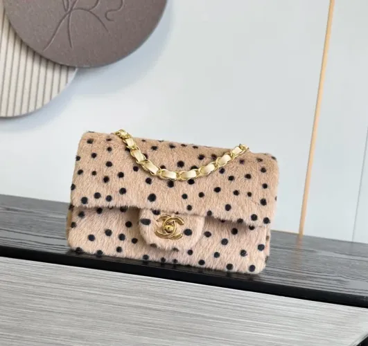 Bolsa de couro legítimo modelo italiano Chanel leopard cheetah pelúcia 