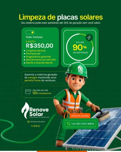 ? Limpeza de Placas Solares - Recife e Grande Recife