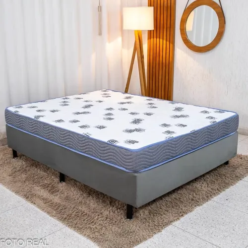 Box Casal Ortobel + Colchão Casal Light 100% Espuma D33 Selado - Ortobom Entrega Rápida