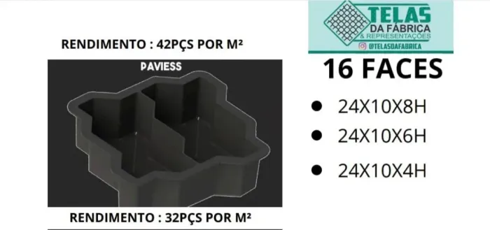 FP042 FORMA (MOLDE PLASTICO) PAVIESS 16 FACES