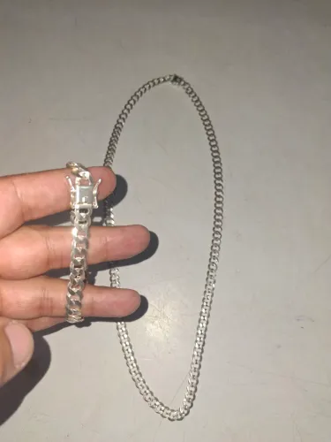 Corrente de 70cm e Pulseira de prata 925 de 8mm 