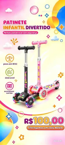 Patinete 3 rodas em LED