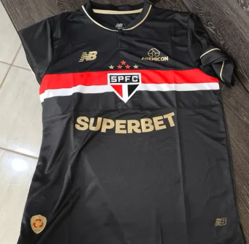 Camisa Sao Paulo 3 Preta 2025 Torcedor 1:1 - Tamanhos P ao G1