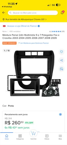Moldura DVD para Fox/CrossFox G1 Fiamon