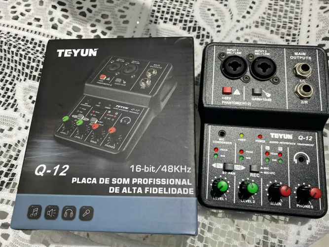 Mesa Mixer Placa Som Teyun Q-12 Interface De Audio 