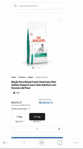 Vendo ração satiety porte médio 