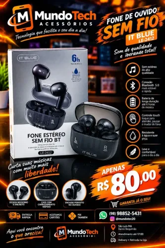 Fone via bluetooth Sem Fio