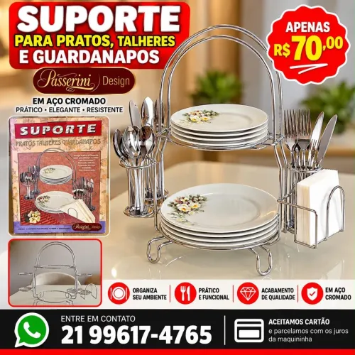 Suporte para Pratos, Talheres e Guardanapos