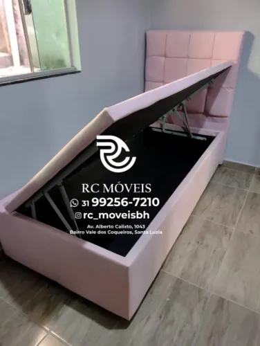 Cama Box Baú Solteiro 88x1,88 - Baú Blindado com Pistão a Gás