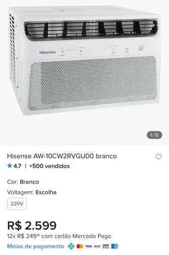 Ar condicionado janela Hisense 1 ano uso