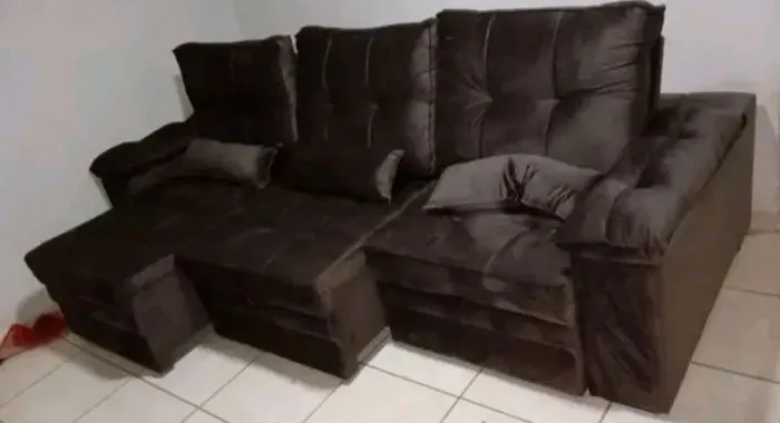 Sofá retrátil reclinável Petros 2,90 cm veludo 