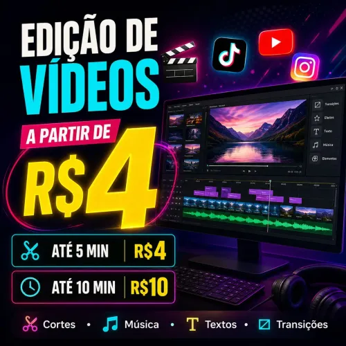 ?Edição de vídeos | A partir de 4 reais