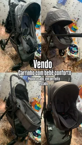 Carrinho de bebê galzerano com bebê conforto