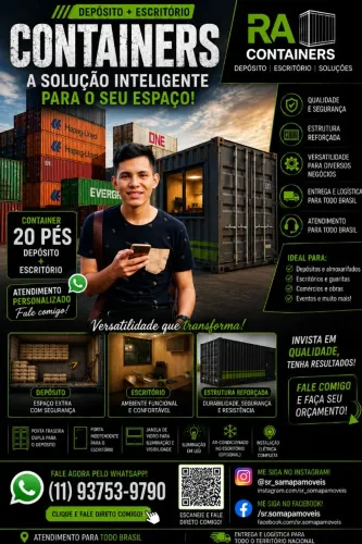 Container 20 pés<br><br>Qualidade, resistência e excelente oportunidade para você.