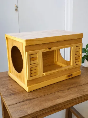 Casa para gato personalizada.