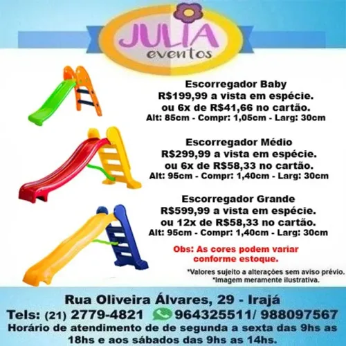 Escorregador Infantil *Temos vários tamanhos. valores na descrição