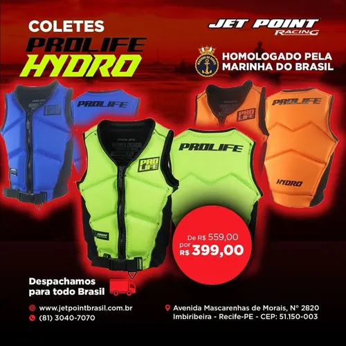 COLETE PARA JET SKI PROLIFE HYDRO HOMOGADO 2023, Promoção, Parcelamos 12x