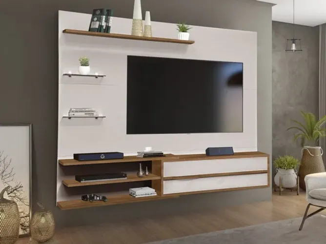 Painel Verona com prateleiras em vidro!! Tt139m