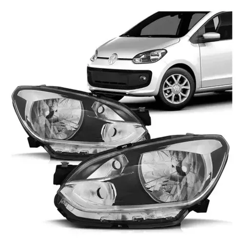  Farol Preto Filete Cromado Vw Up 2014 2015 2016