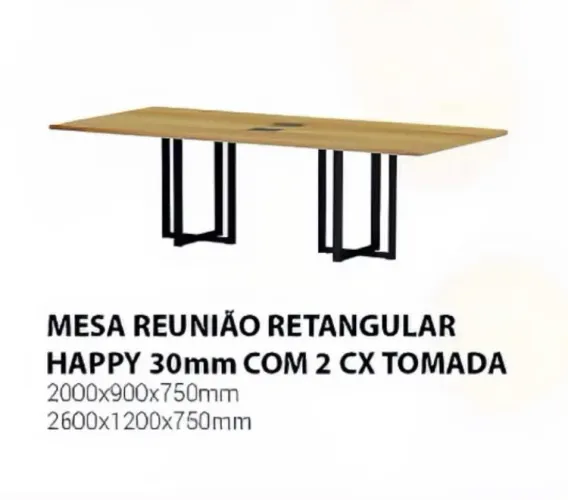 Mesa de Reunião Retangular Happy 30mm