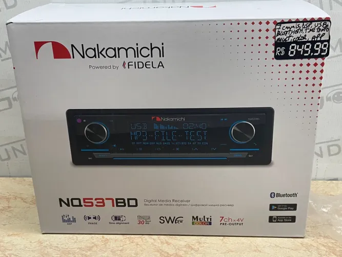 Som Auto Nakamichi NQ537BD - 7 Canais, Tela, Bluetooth, USB, Multicolor