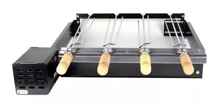 Grill Elétrico Giratório 4 Espetos Preto Platinum