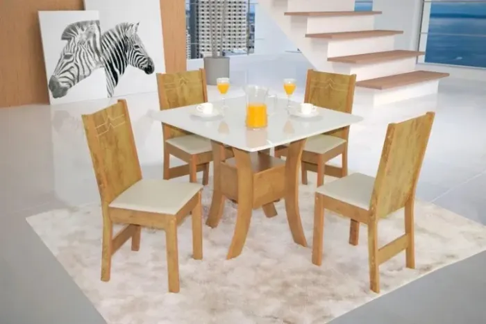 MESA QUADRADA AMANDA 4 CAD ELANE BEGE FREUJO/OFF