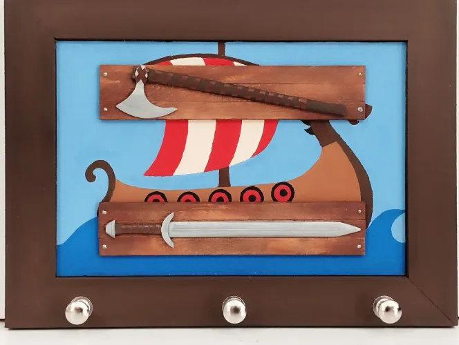 Quadro  e porta chaves decorativo Viking