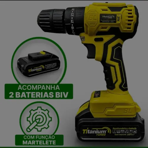 Parafusadeira e furadeira com Impacto 21v 2 baterias motor brushless