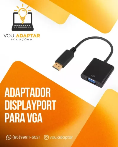 Cabo Adaptador Displayport Vga Conversor Vídeo Computador Notebook
