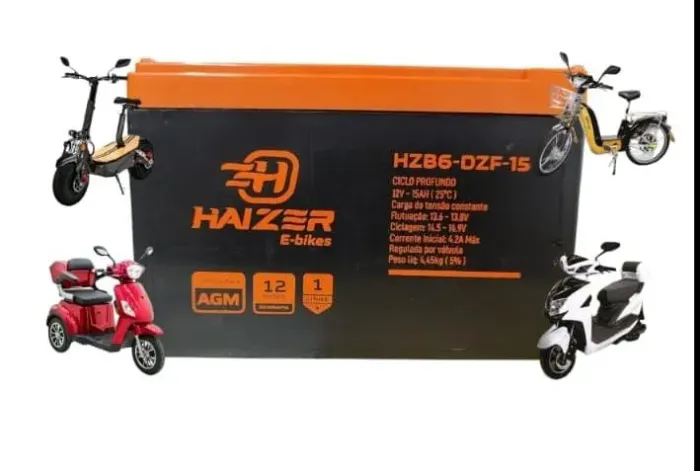 Bateria Haizer 12v 15ah para Bicicleta Eletrica