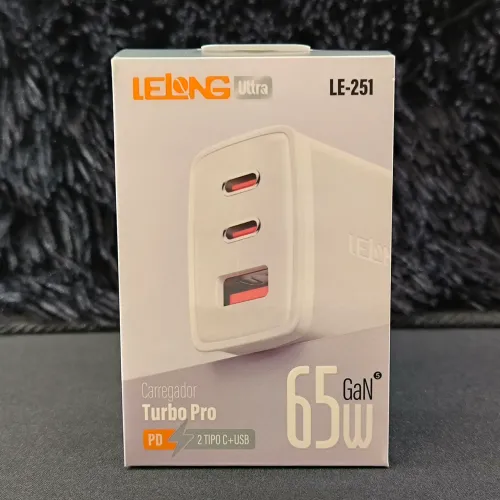 Carregador Turbo Pro 65W GaN - LE-251 - Lelong Ultra