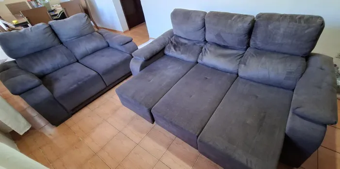Conjunto de Sofás Cinza Confortáveis