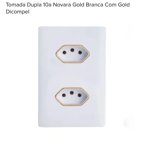 Kit com 9 Tomadas Duplas Dicompel - Linha Novara Dourada novo