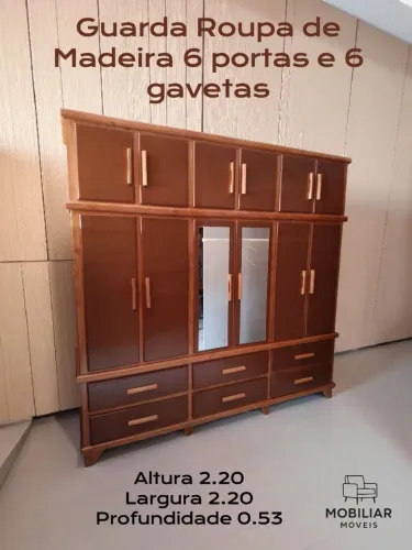 GUARDA ROUPA DE MADEIRA 6 PORTAS NOVO