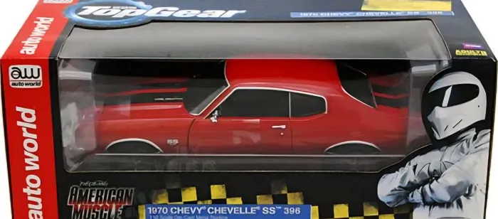 Miniatura 1:18 rara chevelle ss 1970 versão top gear com boneco 