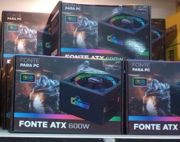 Fonte de Alimentação ATX 600W Bivolt Manual com Led RGB